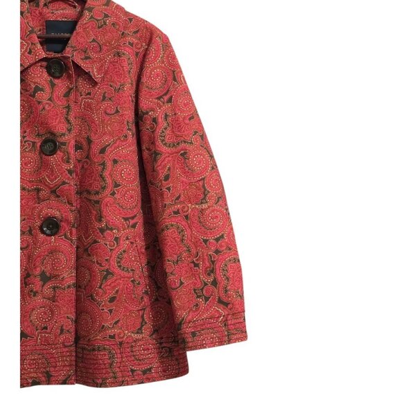 Talbots Paisley A-Line Stretch Back Pleat Swing Coat Sz L - Picture 3 of 9